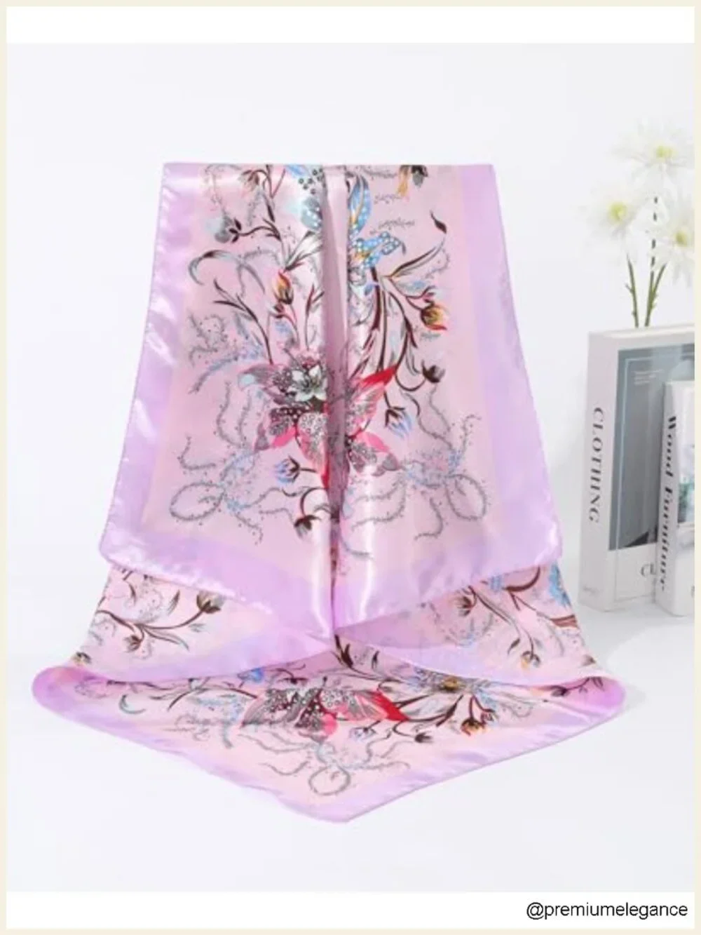 4Pcs 35in Satin Hair Scarf for Women Floral Wild Rag Silk Feeling Head Wrap
